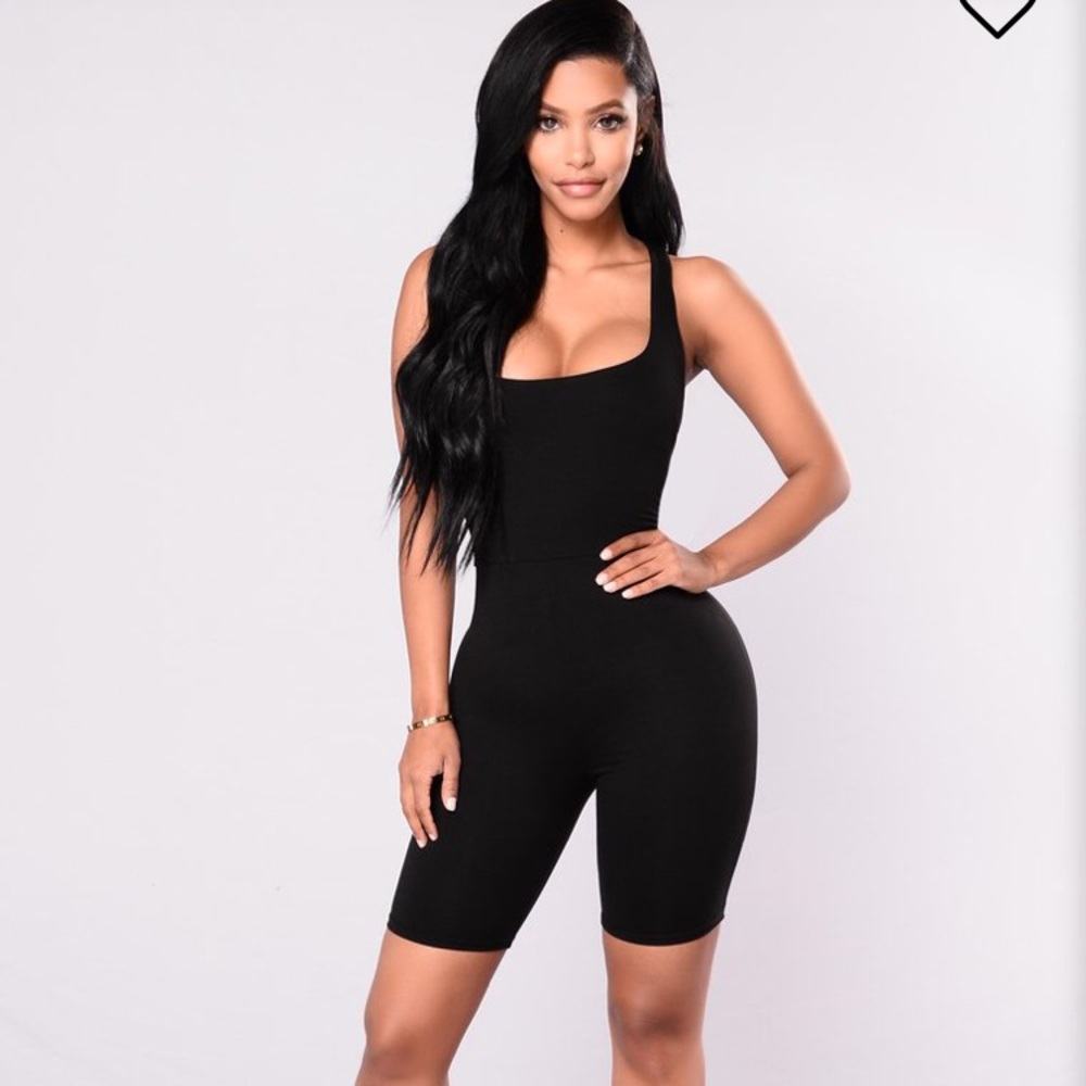 Black biker short romper